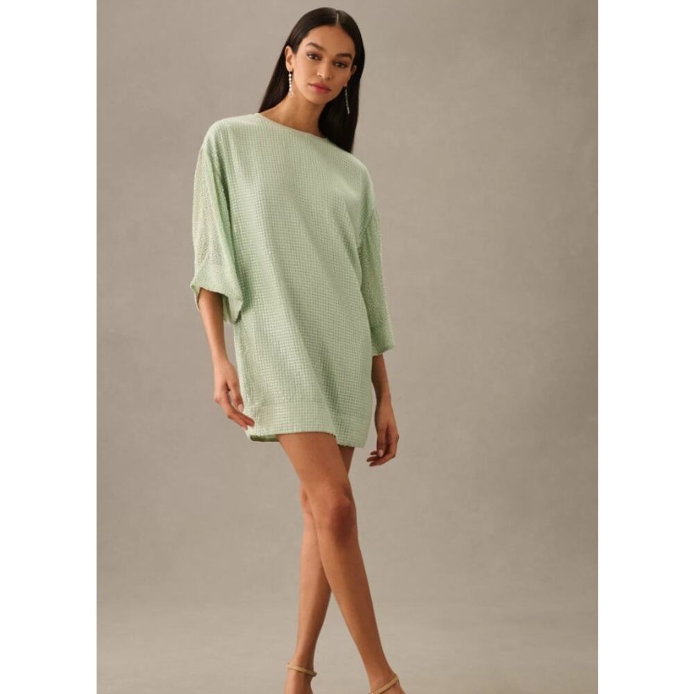 Anthropologie Mint Green Mini Beaded Sequin Dress BNWT
